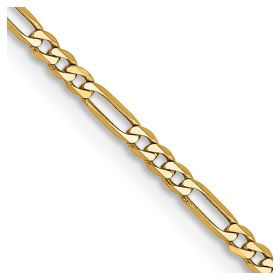 14K 22 inch 1.8mm Flat Figaro with Lobster Clasp Chain