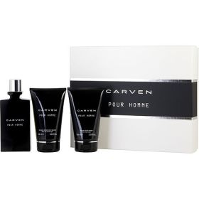 CARVEN POUR HOMME by Carven EDT SPRAY 3.3 OZ & AFTERSHAVE BALM 3.3 OZ & SHOWER GEL 3.3 OZ