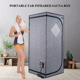 Portable Full Size Grey Infrared Sauna tentâ€“Personal Home Spa, with Infrared Panels, Heating Foot Pad, Controller, Foldable Chair