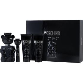 MOSCHINO TOY BOY by Moschino EAU DE PARFUM SPRAY 3.4 OZ & AFTERSHAVE BALM 3.3 OZ & SHOWER GEL 3.4 OZ & EAU DE PARFUM SPRAY 0.33 OZ