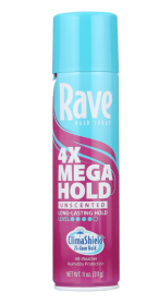 Rave 4X Mega Hold Hair Spray, All-Weather Protection with Vitamin-Rich Formula, 11 oz