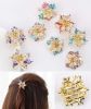 2 Pcs Rhinestone Hair Claw Clips Small Jaw Clips Bling Hair Clamp, Flower-19