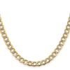 14K 24 inch 6.75mm Semi-Solid with Rhodium PavÂ‚ Curb with Lobster Clasp Chain