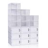 WAYTRIM Clear Plastic Shoe Storage Boxes, Foldable 18 Pack Stackable Shoe Organizer for Closet