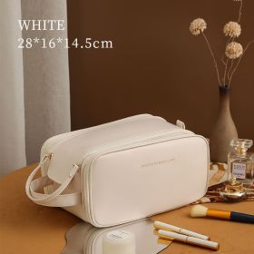 Wholesale custom Travel large capacity pu cosmetic bag zipper toiletry makeup bag (Color: White)