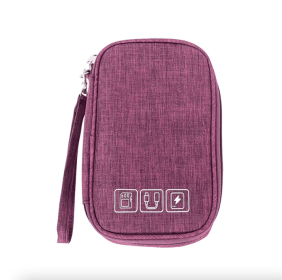 Travel Cable Organizer Bag, Electronic Accessories Case with Zipper, Portable Electronic Storage Bag, for Cord Phone Charger Flash Drive Phone SD Card (Color: Purple)