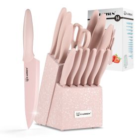 14 Pieces Fancy Rainbow Titanium Coating Kitchen Knife Set (Colour: Default)