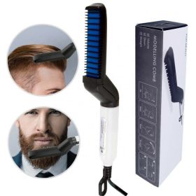 Hair Straightener Men Multifunctional Comb Curling Electric Brush Professional Hair Comb Brush Beard Straightener Hair Curler Fast Heating Styling Too (default: default)